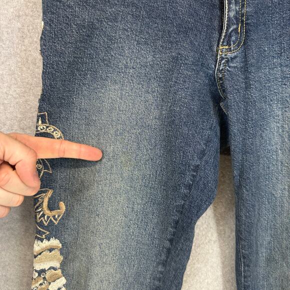 Vanity Collection Jeans Womens Size 6 Blue Floral Embroidered Cotton Blend - Picture 6 of 13